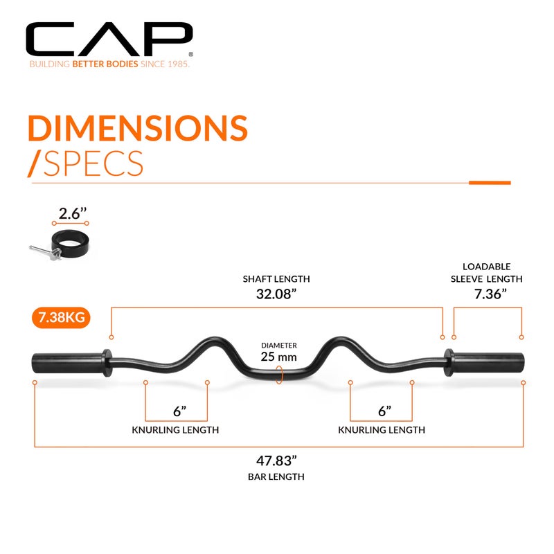 CAP Barbell Olympic Super Curl Bar, Black (2-Inch) - Image 4