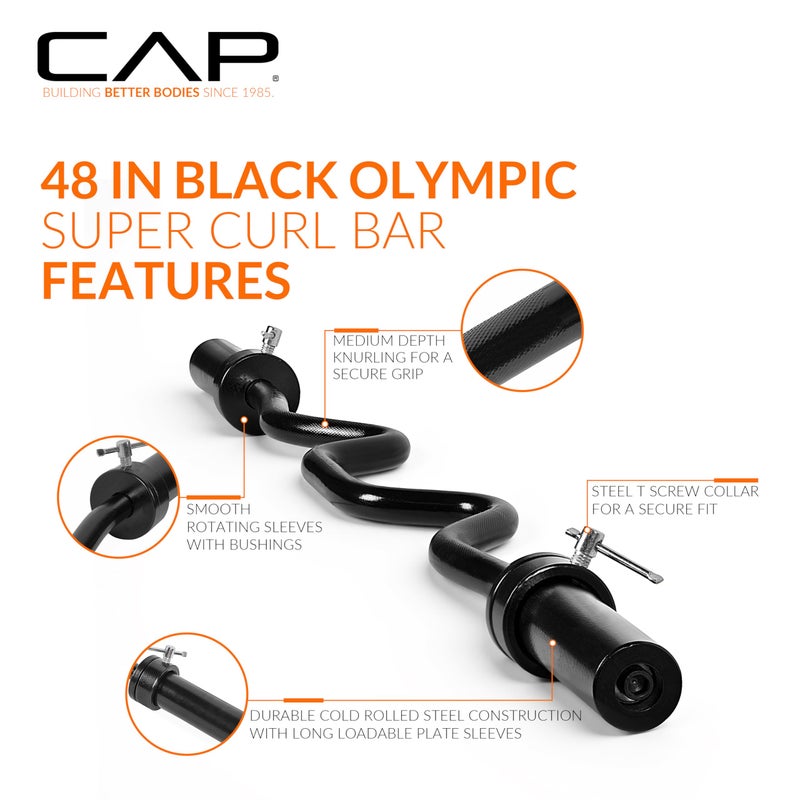 CAP Barbell Olympic Super Curl Bar, Black (2-Inch) - Image 3