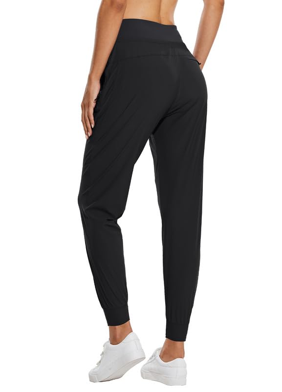 baleaf Women's Joggers 28'' Lightweight Hiking Pants High Waist 5 Zipper Pockets Quick Dry Travel Athletic UPF50+ Black XS - Image 2