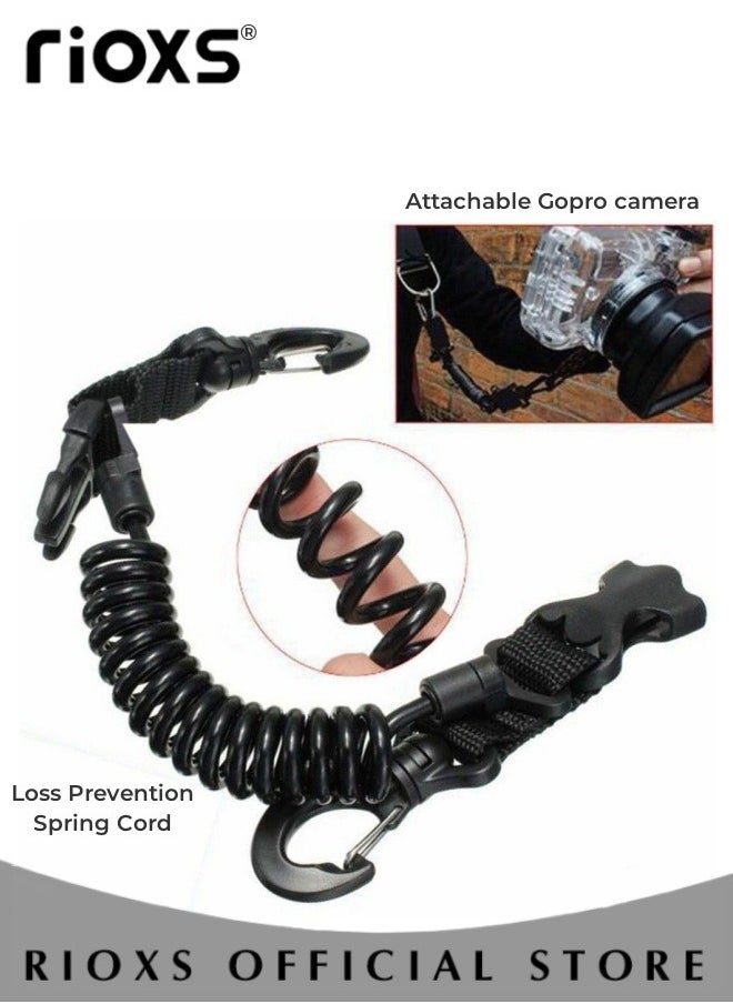 RIOXS - Anti-Lost Lanyard with Lifesaving whistle for GoPro Camera Waterproof Case with Hook Diving Steel Coil Spring Hook Buckle for Camera Torch Light - Image 1