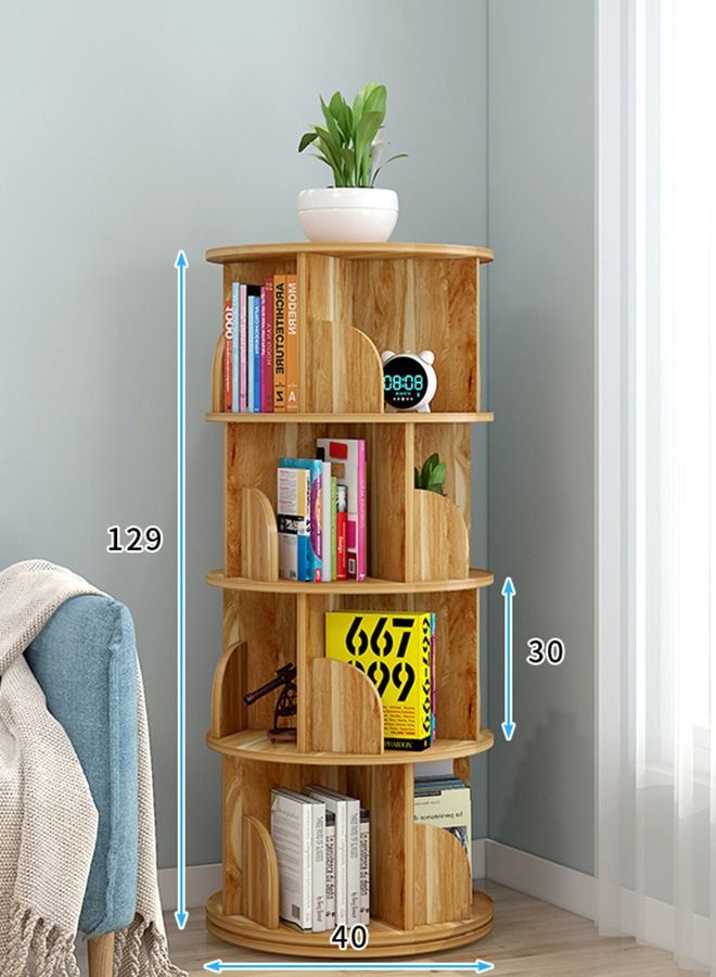 رف كتب خشبي بسيط متعدد الوظائف من 4 طبقات يدور 360 درجة ، خزانة كتب مستديرة على الأرض ، رف منظم تخزين المكتب المنزلي ، رف كتب الأطفال المكتبي