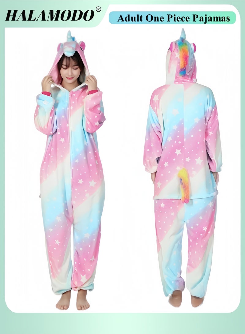 HALAMODO Unisex Adult One Piece Pajamas Animal Cosplay Cartoon Costume Pajamas Hooded Sleepwear Jumpsuit Homewear for Men Women - Image 1