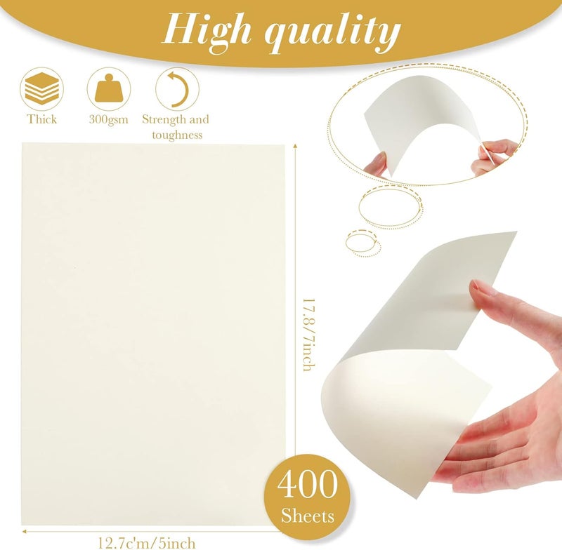 Fainne 400 Sheet 5 x 7 Invitation Cardstock Heavy Weight Printer Paper Cardstock Thick Paper 110lb 300gsm Card Stock for Printer Index Cards Cover Postcards Blank Index Flash Note Greeting Stationery (Cream) - Image 2