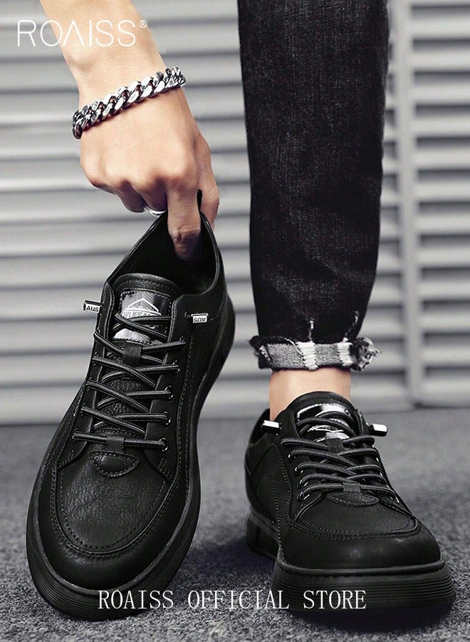 roaiss Men Stylish Sneakers, Low Top Slip on Board Shoes, Casual Versatile Shoes for Men, Comfy Sports Shoes with Non-slip Soles, Suitable for Daily Wear and Outdoor Activities - Image 1
