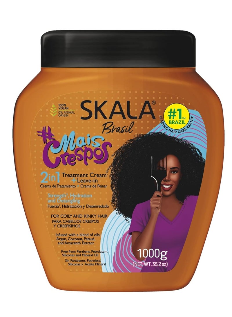 Skala Brasil Super Curly 2-in-1 Hair Treatment & Leave-In Cream for Curly & Coily Hair 1000ml - Image 1