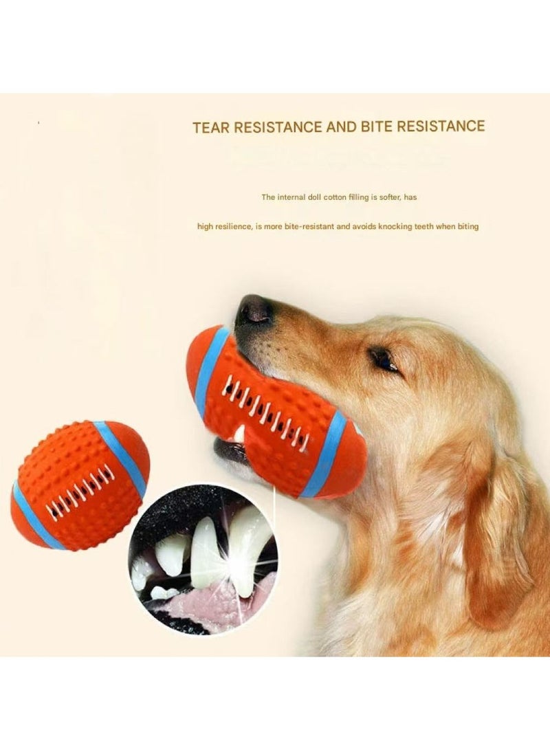 Goolsky كرة الرجبي المصنوعة من اللاتكس للكلاب - لعبة مضغ تفاعلية مقاومة للعض لتنظيف الأسنان مليئة بالقطن عالي المرونة للجرو والكبار - Image 2