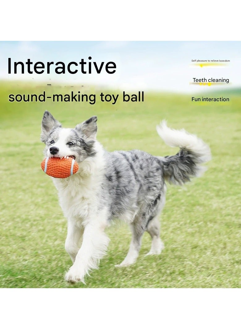 Goolsky كرة الرجبي المصنوعة من اللاتكس للكلاب - لعبة مضغ تفاعلية مقاومة للعض لتنظيف الأسنان مليئة بالقطن عالي المرونة للجرو والكبار - Image 3