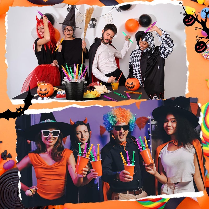 Threlaco 120 Pack Colorful Halloween Party Syringes for Liquid 10ml Reusable Plastic Jelly Syringes Cups for Desserts Pudding Juice Birthday Graduation Halloween Party Supplies - Image 4