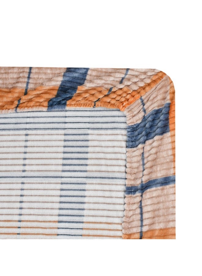 KAWI Velvet Pencil Print 300 GSM Woolen Fleece Warm Winter Checkred Flannel Elastic Fitted Bedsheets for Double Bed King Size 90x100 (78x72X10) inches with 2 Pillow Cover,- Brown - Image 4