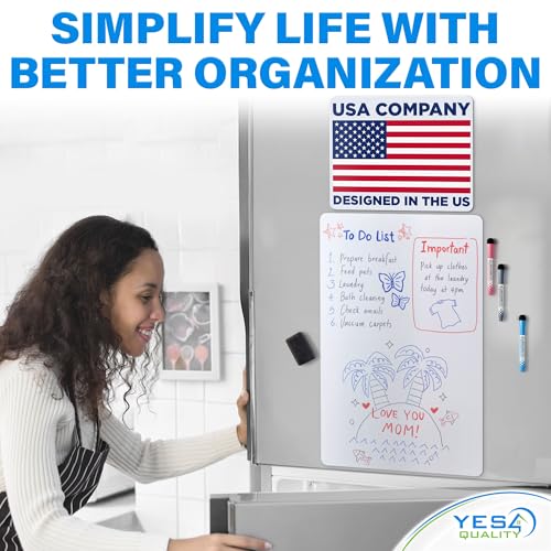 YES4QUALITY Extra Large Magnetic Dry Erase White Board Sheet for Fridge - 25x16 - Stain Resistant Technology with 3 Markers & Big Eraser with Magnet - Refrigerator Whiteboard Planner Organizer - by Yes4Quality - Image 2