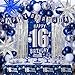 Pounira 16th Birthday Decorations for Boys Girls Blue Happy 16th Birthday Decoration Boy Sweet 16 Party Decorations 16 Year Old BIRTHDAY Tablecloth Door Banner Foil Backdrop Star Balloons - Image 2