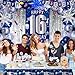 Pounira 16th Birthday Decorations for Boys Girls Blue Happy 16th Birthday Decoration Boy Sweet 16 Party Decorations 16 Year Old BIRTHDAY Tablecloth Door Banner Foil Backdrop Star Balloons - Image 4