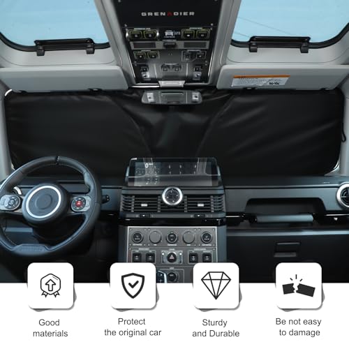 Bekantogy Car Windshield Sun Shade Compatible with Ineos Grenadier 2020-2025 Windshield Sunscreen Heat Shield Folding Windshield Sunshade UV Protection (Black) - Image 3