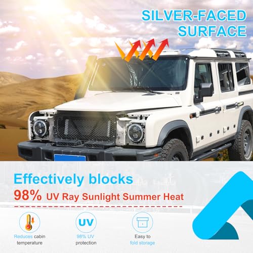 Bekantogy Car Windshield Sun Shade Compatible with Ineos Grenadier 2020-2025 Windshield Sunscreen Heat Shield Folding Windshield Sunshade UV Protection (Black) - Image 4