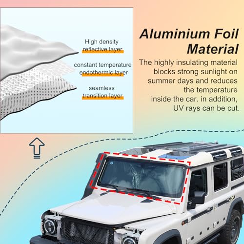 Bekantogy Car Windshield Sun Shade Compatible with Ineos Grenadier 2020-2025 Windshield Sunscreen Heat Shield Folding Windshield Sunshade UV Protection (Black) - Image 5