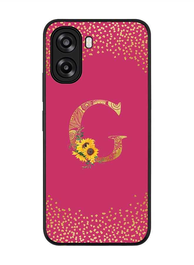 Stylizedd For Oppo A6t 5G / A6t 4G Case,Slim fit Camera Protection, Shockproof Thin Phone cover  - Custom Floral Monogram - G ( Deep Pink ) - Image 1