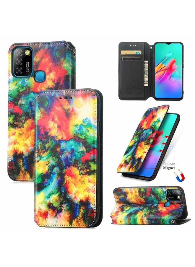 HuHa Case Cover For For Infinix Smart 5 Colorful Magnetic Horizontal Flip Leather Phone Case with Holder & Card Slot & Wallet(Colorful Cloud) 