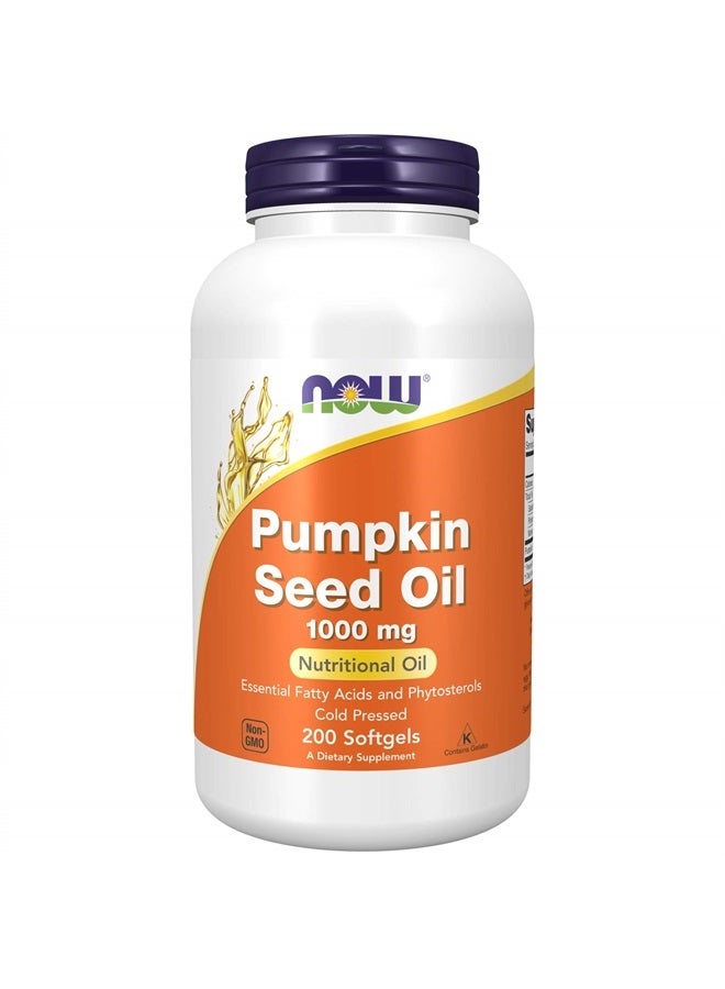 now مكملات، زيت بذور اليقطين 1000 ملغ مع الأحماض الدهنية الأساسية والفيتوستيرولات، معصور على البارد، 200 كبسولة لينة - Image 1