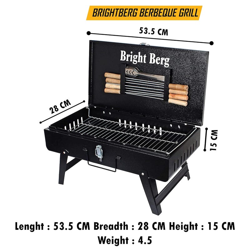 BRIGHTBERG Big Size Foldable Barbeque Grill Set Tandoor for Home with 8 Skewers 1 Grill 1 Glove 1 Tong 1 CHARCOAL PACKET - Image 5