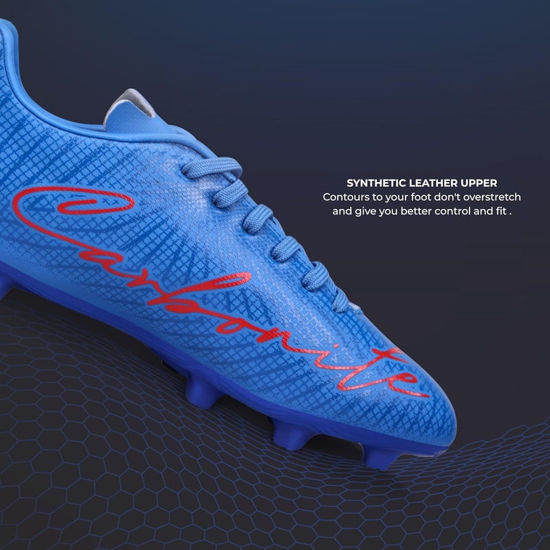 Nivia Carbonite 7.0 Football Stud for Men, TPU Sole with Synthetic Leather Upper, Die Cut Lightweight Insole, Ideal for Soft and Hard Grassy Ground Surfaces- UK06(Mid Blue) - Image 3