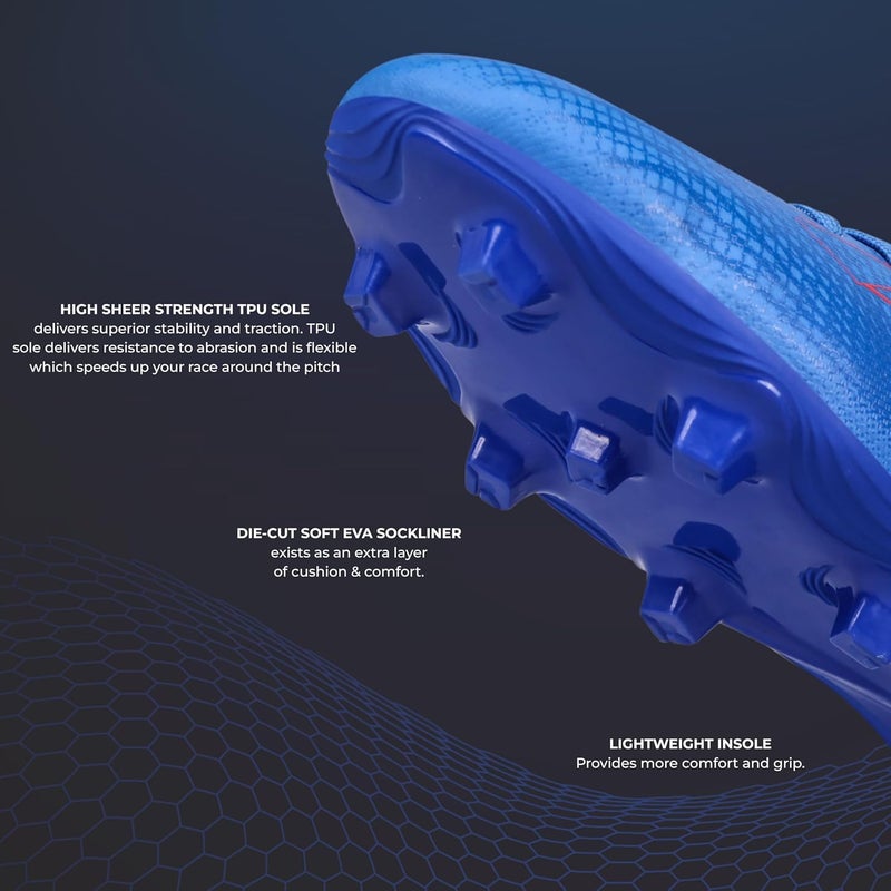 Nivia Carbonite 7.0 Football Stud for Men, TPU Sole with Synthetic Leather Upper, Die Cut Lightweight Insole, Ideal for Soft and Hard Grassy Ground Surfaces- UK06(Mid Blue) - Image 2