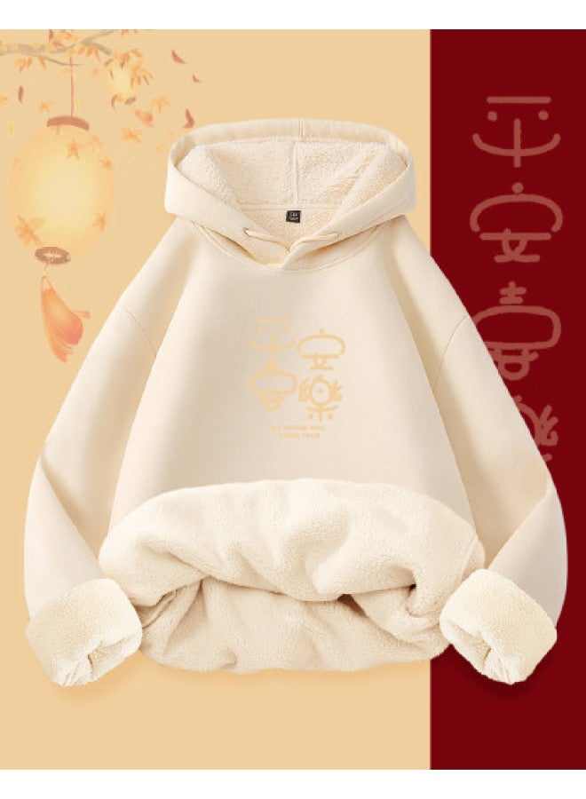 mianzhi Fleece-Lined Thickened Women'S Hoodie Autumn Winter Style Hooded Ladies Red Top Women'S Clothing Warm Outerwear - Image 1