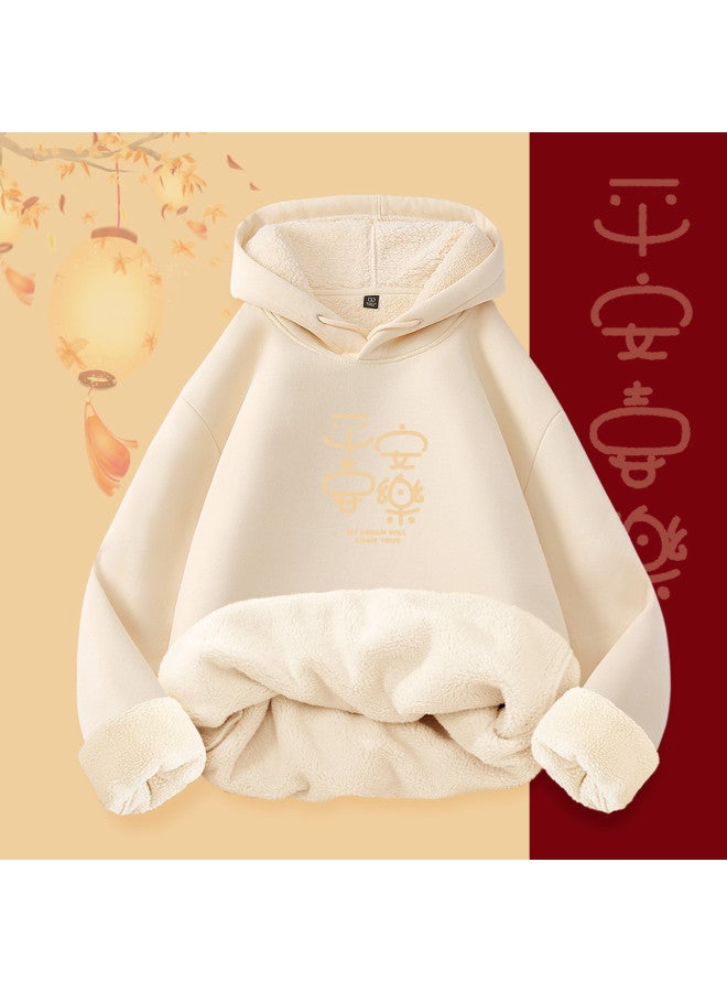 mianzhi Fleece-Lined Thickened Women'S Hoodie Autumn Winter Style Hooded Ladies Red Top Women'S Clothing Warm Outerwear - Image 2