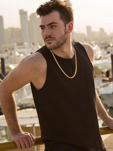 U7 Men Women 18K Gold Plated Chain Hip Hop Jewelry 6MM Wide Unique Snake Curb Chain Necklace, 22 Inch - Image 2