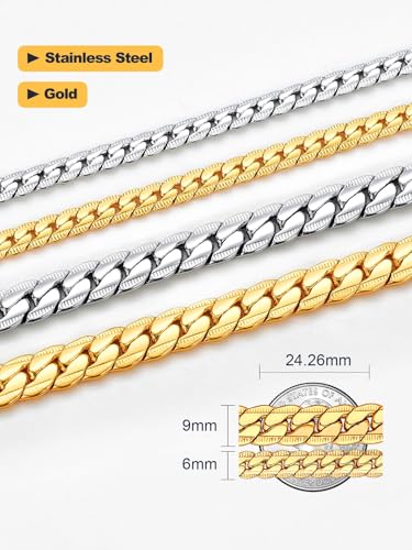U7 Men Women 18K Gold Plated Chain Hip Hop Jewelry 6MM Wide Unique Snake Curb Chain Necklace, 22 Inch - Image 5