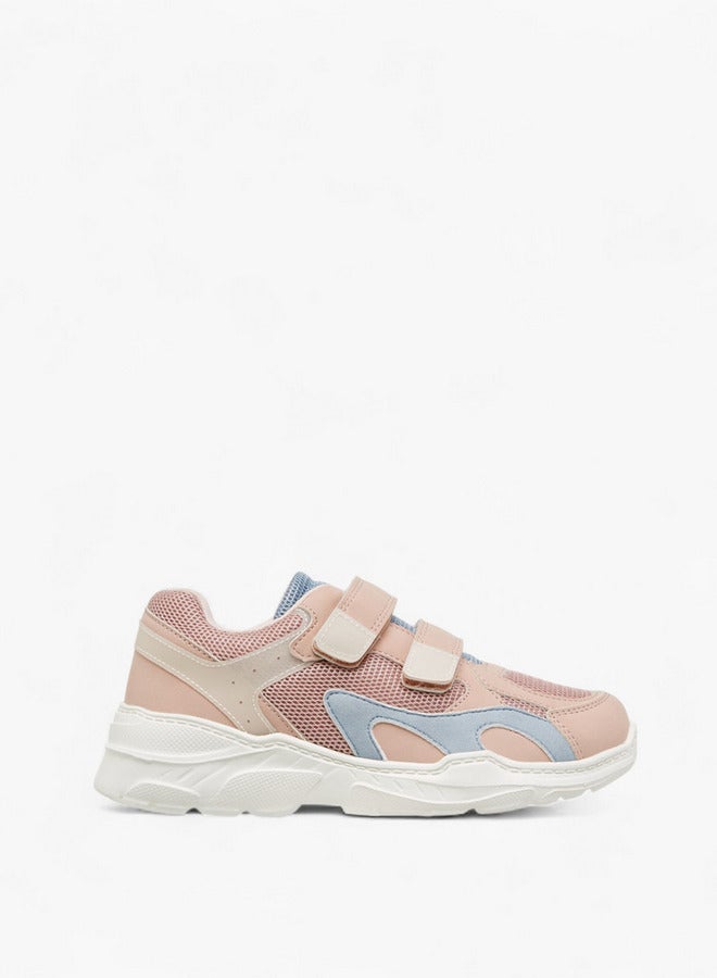 Little Missy Panelled Sneakers with Hook and Loop Closure - Image 1