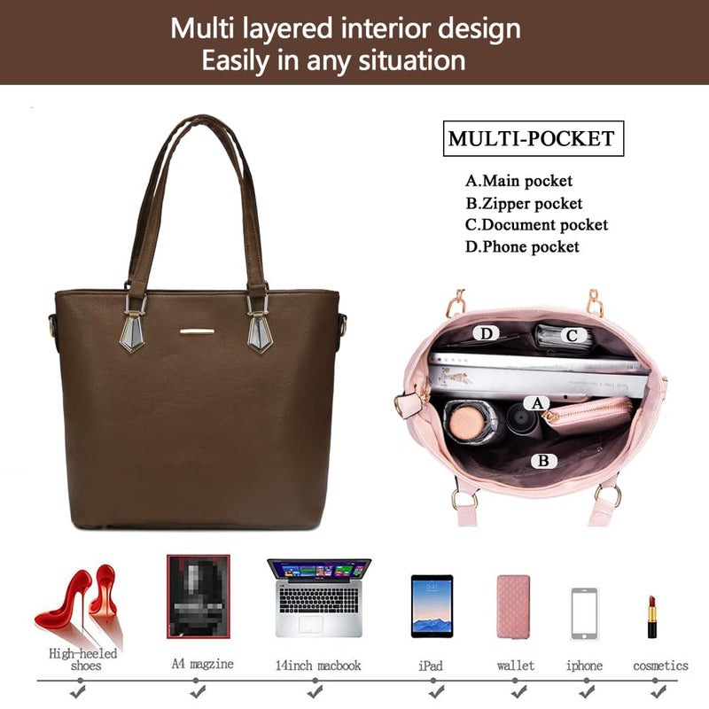 2E-youth Designer Purses and Handbags for Women Satchel Shoulder Bag Tote Top Handle Bag (4b-Coffee) - Image 5