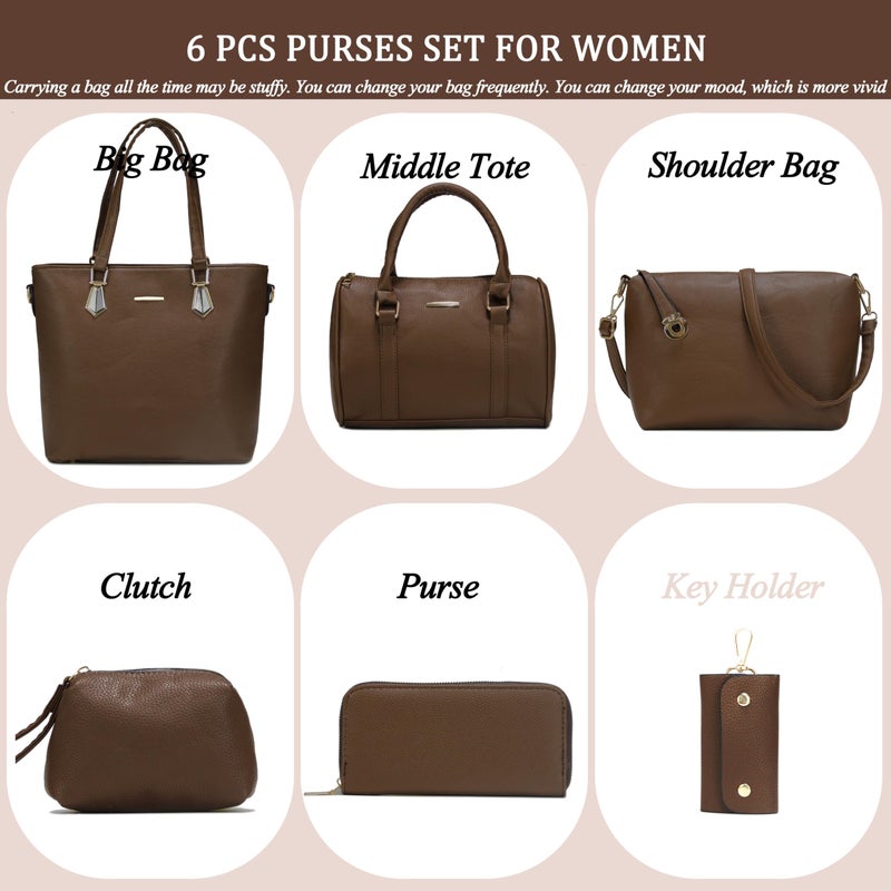 2E-youth Designer Purses and Handbags for Women Satchel Shoulder Bag Tote Top Handle Bag (4b-Coffee) - Image 2