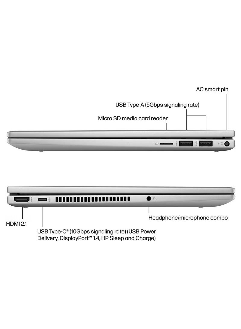 HP Envy 14-es1023DX 2-in-1 Laptop 14" FHD IPS Display, Touch-Screen Laptop - Intel Core 7 - 150U Processor 16GB Memory - 512GB SSD - Windows 11 Finger Print Reader English Natural Silver - Image 5