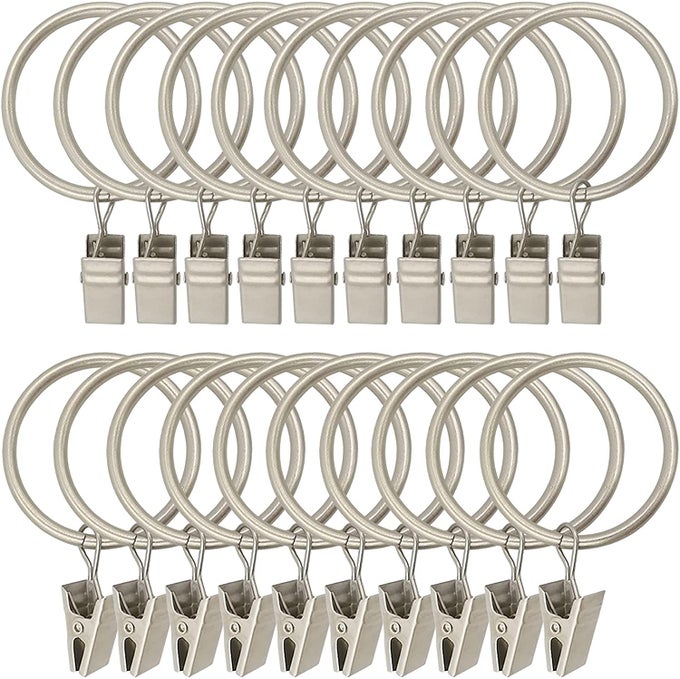 30 PACK RINGSCURTAIN CLIPS STRONG METAL DECORATIVE DRAPERY WINDOW CURTAIN RING WITH CLIP RUSTPROOF VINTAGE COMPATIBLE WITH UP TO 1 INCH DRAPERY ROD BLACK SILVER