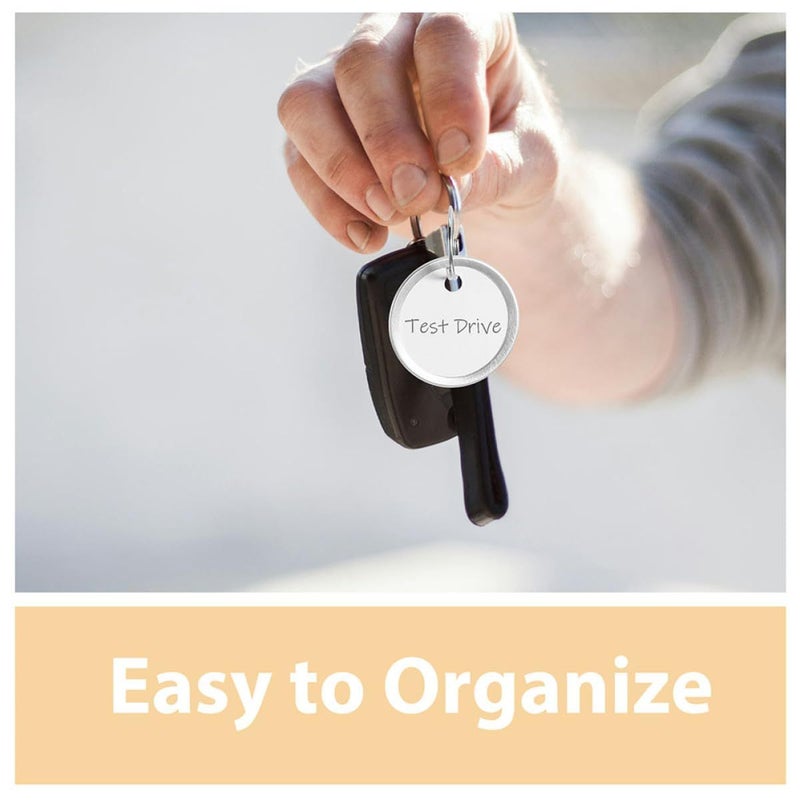 60 Pieces Metal Rimmed Key Tags With Split Rings 31mm Round Paper Keychain For Office Industrial Use - Image 4