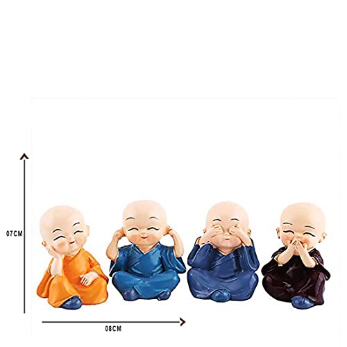 Archies Miniature Buddha Monk Figurines Showpiece for Home Decoration(Set of 4, Multicolor) - Image 3