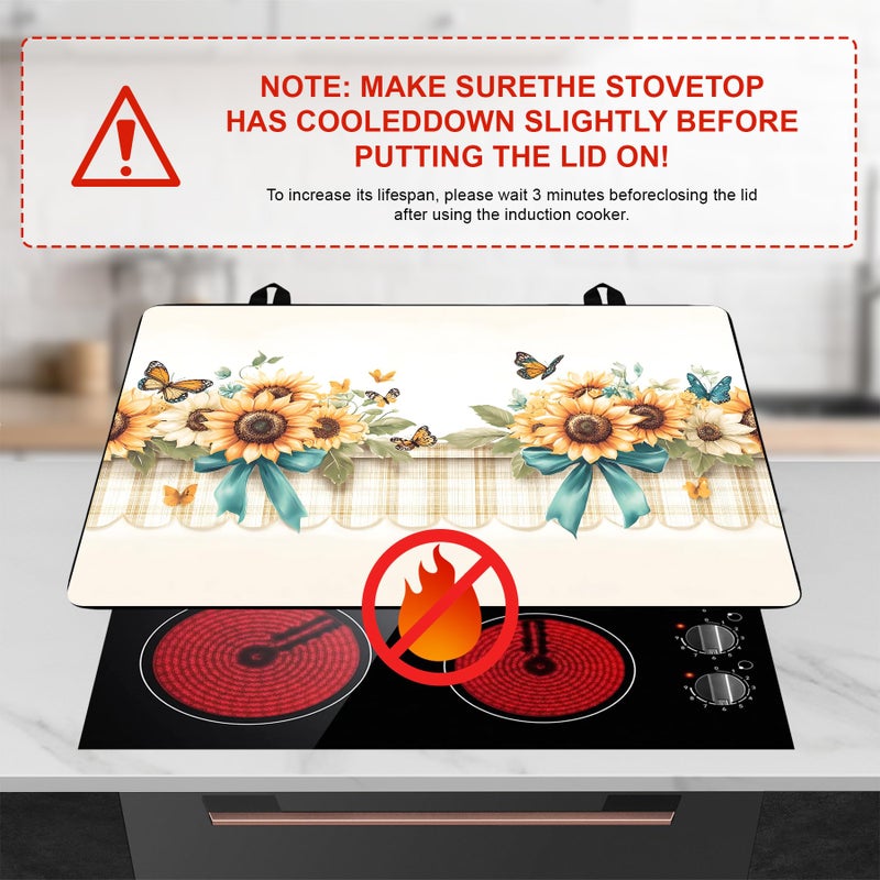BVBOX Stove Top Cover Retro Flower Gas Stove Top Cover for Home Decoration Kitchen Pad Non-Stick Washable Cooktop Covers Countertop Protector Keep Stove Clean 28"x20" (Sunflower) - Image 3