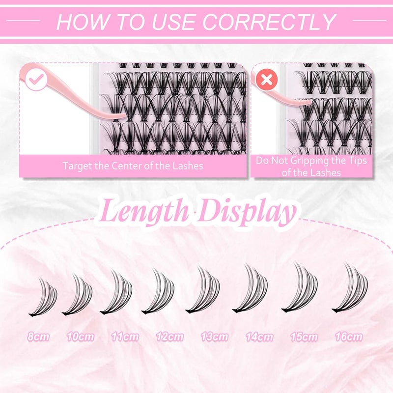 Individual Cluster Lashes Extensions 20D 0.07 D Curl 8-16mm Mixed Trays Extensions 200Pcs Individual Cluster Lashes DIY Eyelash Extensions at Home - Image 5