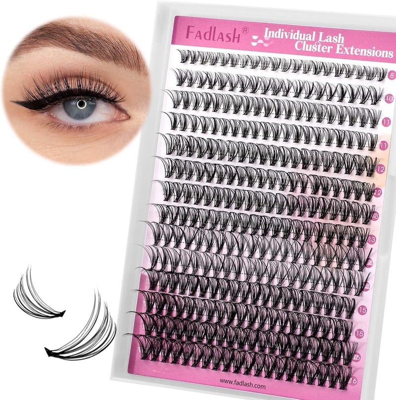 Individual Cluster Lashes Extensions 20D 0.07 D Curl 8-16mm Mixed Trays Extensions 200Pcs Individual Cluster Lashes DIY Eyelash Extensions at Home - Image 3