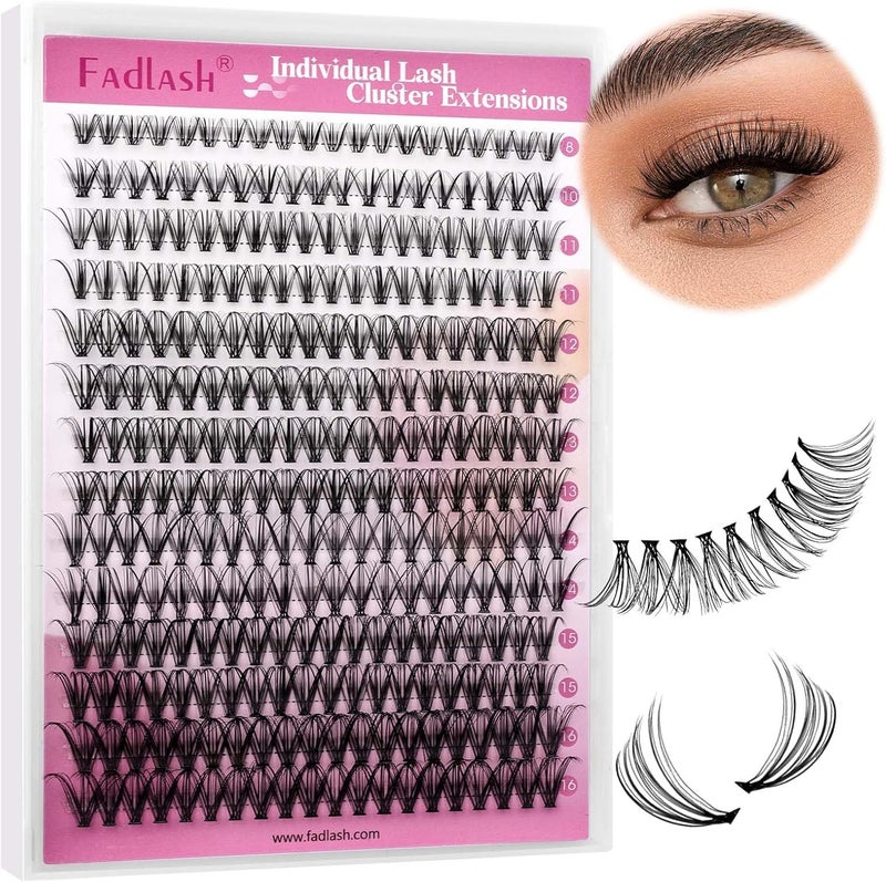 Individual Cluster Lashes Extensions 20D 0.07 D Curl 8-16mm Mixed Trays Extensions 200Pcs Individual Cluster Lashes DIY Eyelash Extensions at Home - Image 2