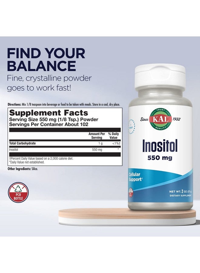 KAL Inositol Powder 550Mg Brain Health Nervous System & Mood Support Supplement Cellular Health Support Enhanced Absorption Formula Easy To Mix Approx. 102 Servings 2Oz - Image 3
