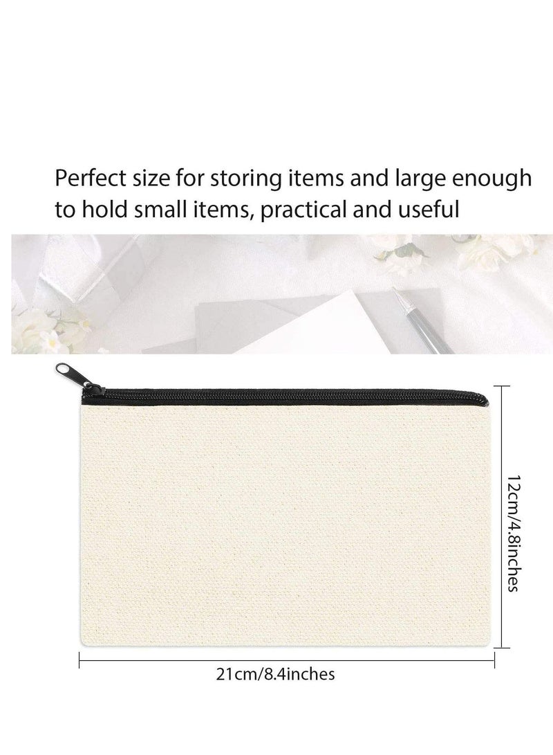 Canvas Makeup Bags Zipper Pouch Pencil Case Blank DIY Craft Cosmetic for Multi-purpose Travel Toiletry Bag, Gift 18 Pieces - Image 4