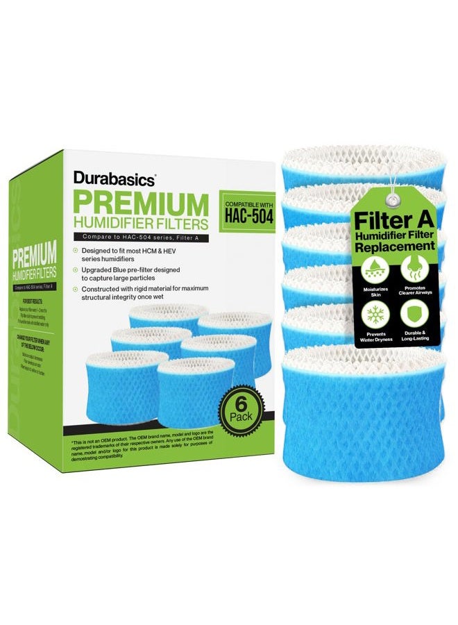 Durabasics 6 Pack of Premium Humidifier Filters Compatible with Honeywell Humidifier Filter HAC-504, HAC-504AW & Honeywell Filter A | Replacement for Honeywell Filter HCM 350 & Cool Mist Humidifiers - Image 1