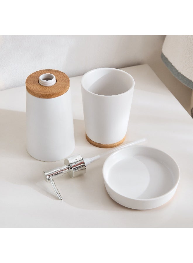 Home Box Boston 3-Piece Ceramic and Bamboo Bathroom Accessory Set  - Image 4