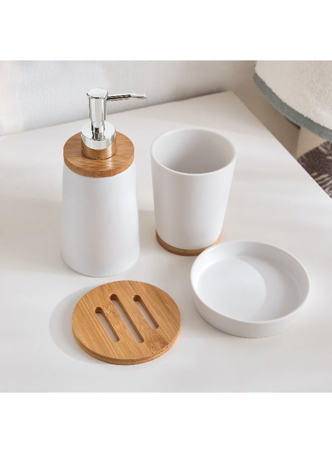 Home Box Boston 3-Piece Ceramic and Bamboo Bathroom Accessory Set - Image 2