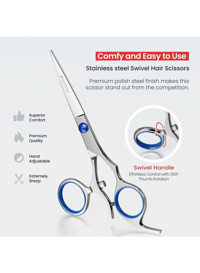 Suvorna 5.5" Professional Barber Scissors Swivel Thumb P115 - Image 2