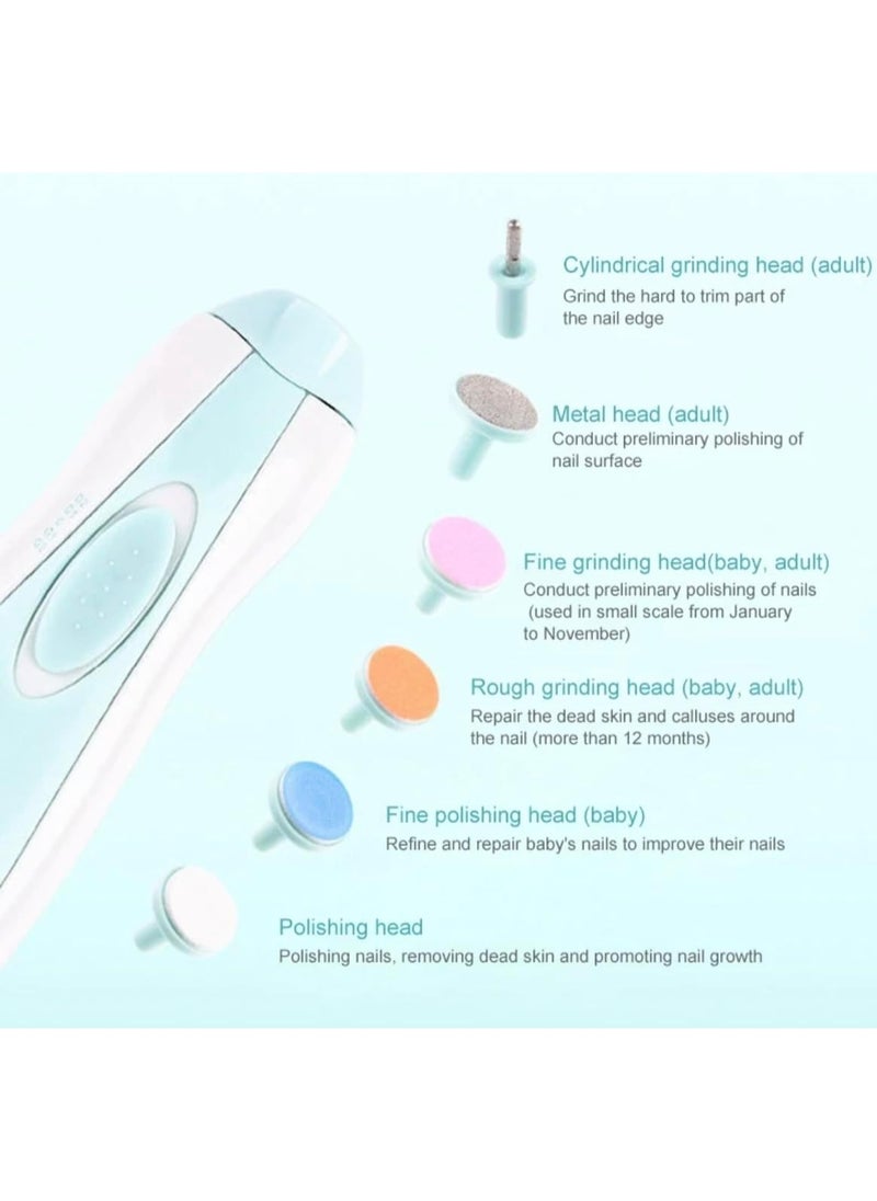 BLUE CORAL Baby Nail Trimmer Multifunctional Electric 6 in 1 Baby Nail File Clippers Toes Fingernail Cutter Trimmer Manicure Tool Set New Born Baby Care, Pink  - Image 5