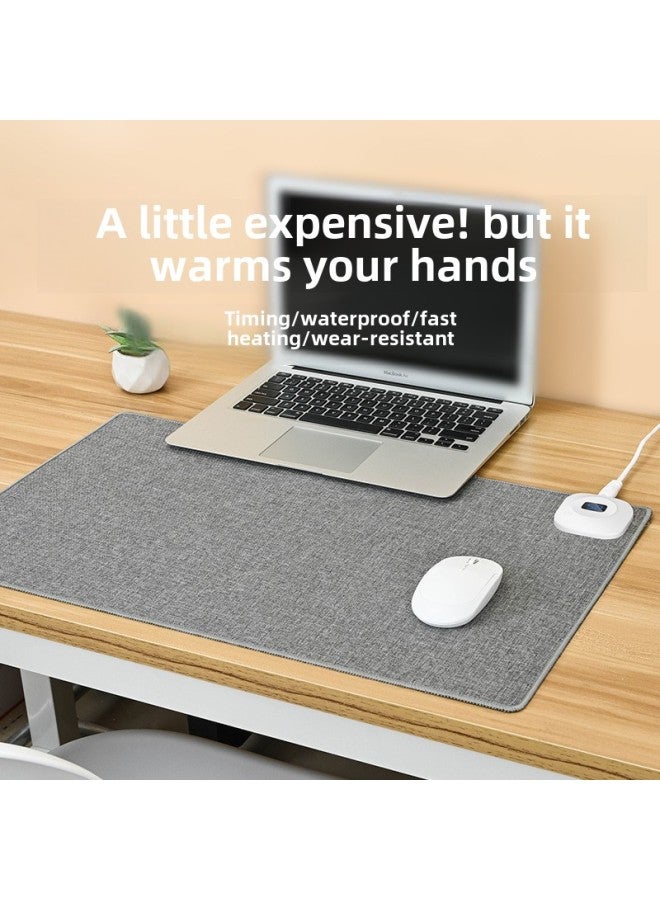 Heating Mouse Pad Oversized Heating Warm Table Pad Winter Office Computer Writing Book Desktop Electric Heating Hand Warmer Pad-Colour:Standard-Pattern:Cotton And Linen Gray 60*1.8kg Gears 4h Timing - Image 3