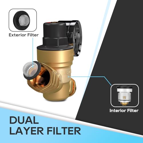 RVGUARD RV Water Pressure Regulator Valve, Brass Lead-Free Adjustable Water Pressure Reducer with Gauge and Inlet Screen Filter for RV Camper Travel Trailer - Image 5