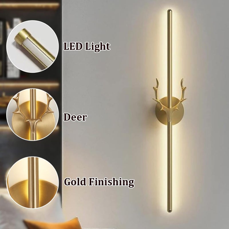 fizzytech مصباح حائط طويل من البلاستيك والمعدن والأكريليك بتصميم حديث وبسيط على شكل رأس غزال لمعيشة غرفة التلفاز ومصباح بجانب السرير في غرفة النوم - Image 3